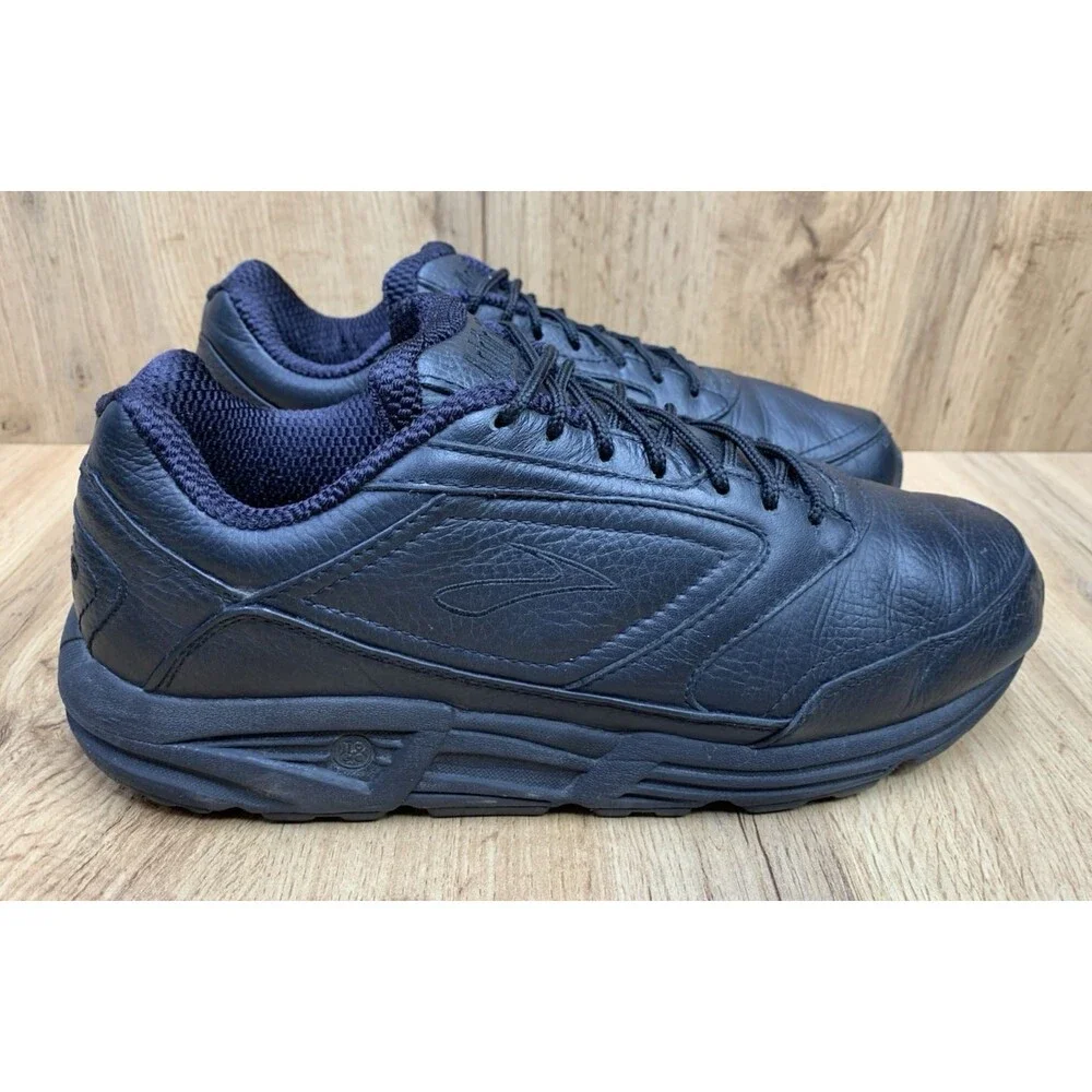 Brooks Addiction Walker Men's 10.5 2E Wide Black Leather Walking Shoes 1100392